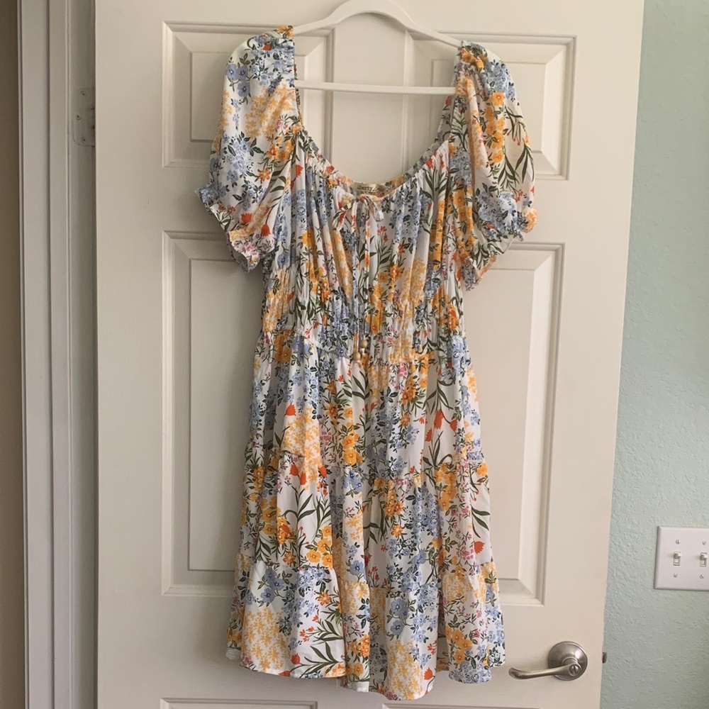 Liberty Multicolor Floral Dress with Tie Neck